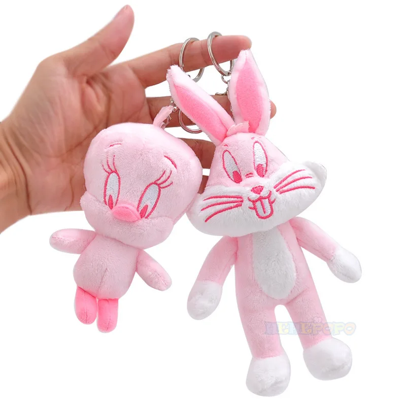 Looney Tunes Bugs Bunny 7cm Plush Keychains Pendant Tweety Bird Lola Bunny KeyRing Anime Movie Doll Key Chain Toys Gift