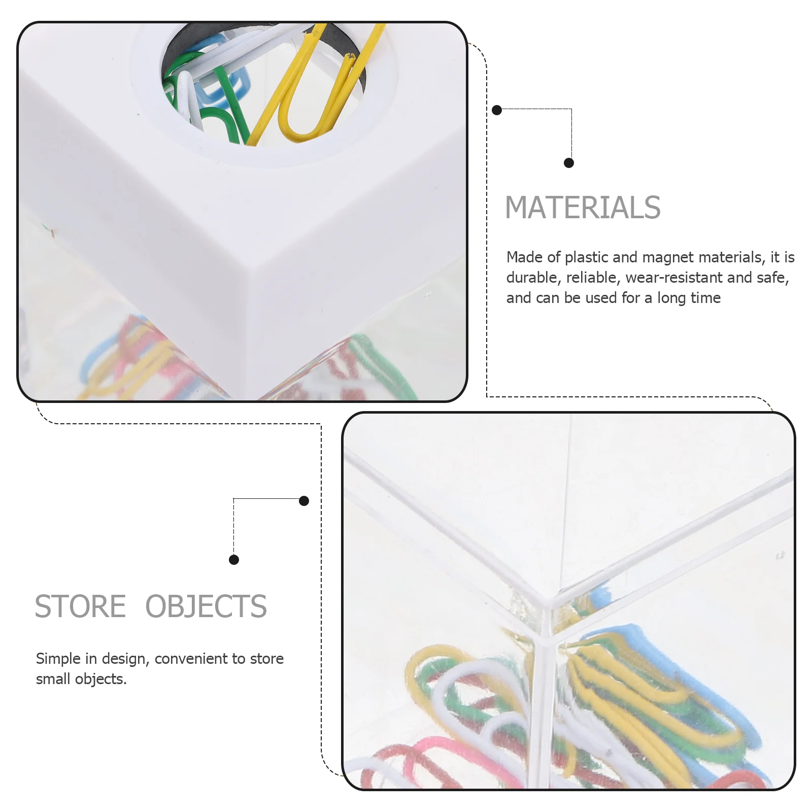 2 Pcs Storage Bucket Paperclip Holders Cute Toothpicks Portable for Desk Magnet Clips Mini Office