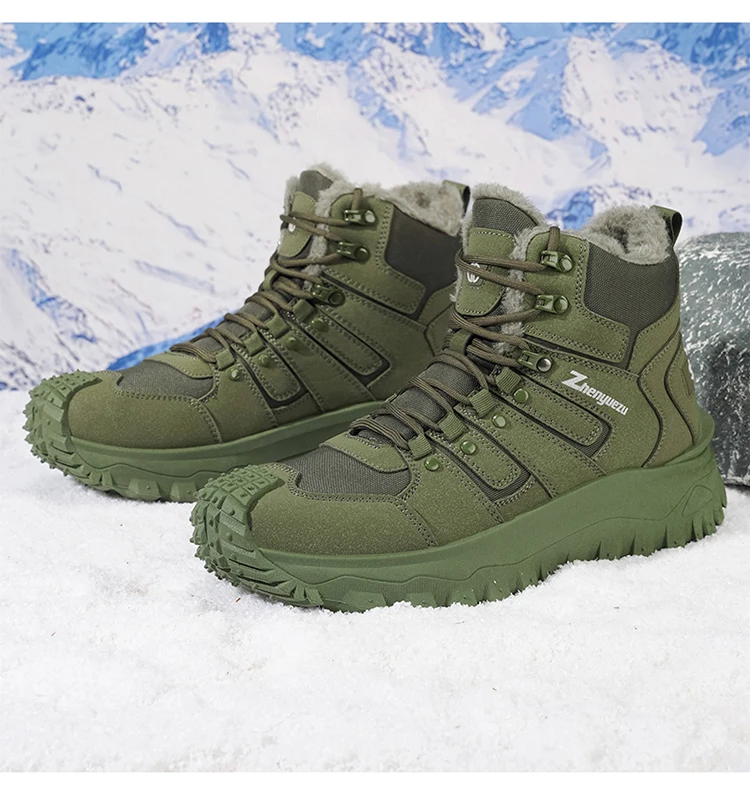 Winter-Essentials Schneestiefel, Outdoor-Wanderstiefel mit Fleecefutter, Warme Herren-High-Top Rutschfeste Wanderschuhe – Detail 19