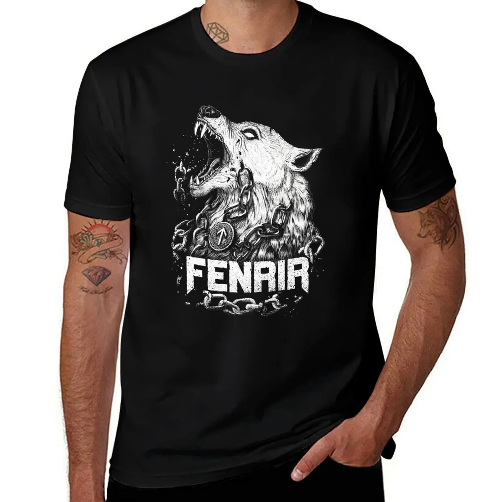 Fenrir Wolf Shirt And Hoodie - Norse Mythology Creature T-Shirt Basic Solid Color Short Sleeve T-Shirt