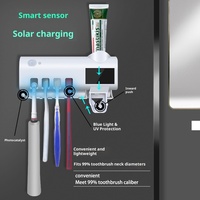 UV Sanitizing Toothbrush Holder Automatic Toothpaste Dispenser Germ-Killing Storage Organizer Cordless Electric Charging Base