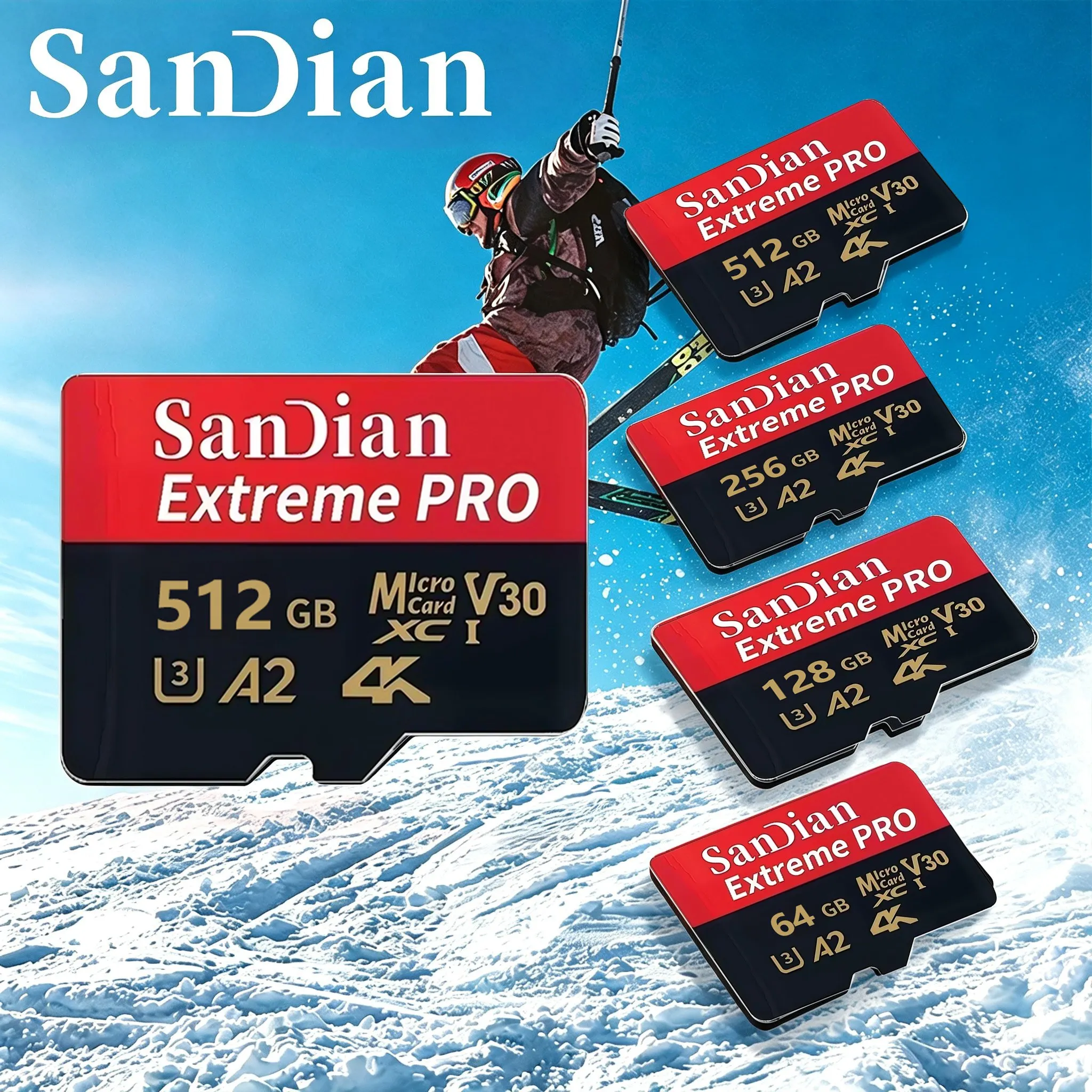 Quick SD Cards 64GB 128GB 256GB 32GB Micro TF SD Card Memory Card TF Cards for GoPro/Laptop/PC Mac/MP3 Player/Sport Camera