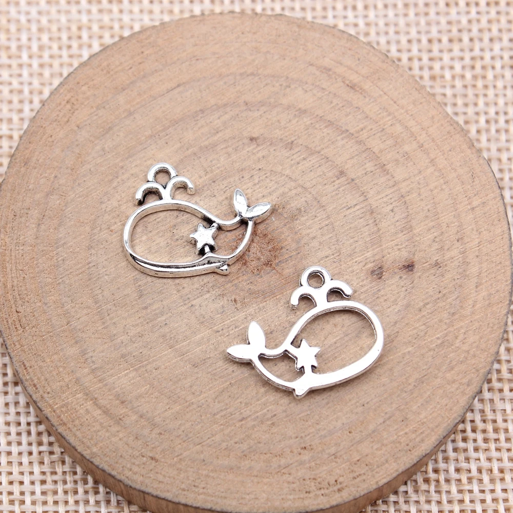 Bild 3: WYSIWYG 20 Stück 15x19mm Antik Silber Farbe Ausschnitt Wal Charms zur Schmuckherstellung