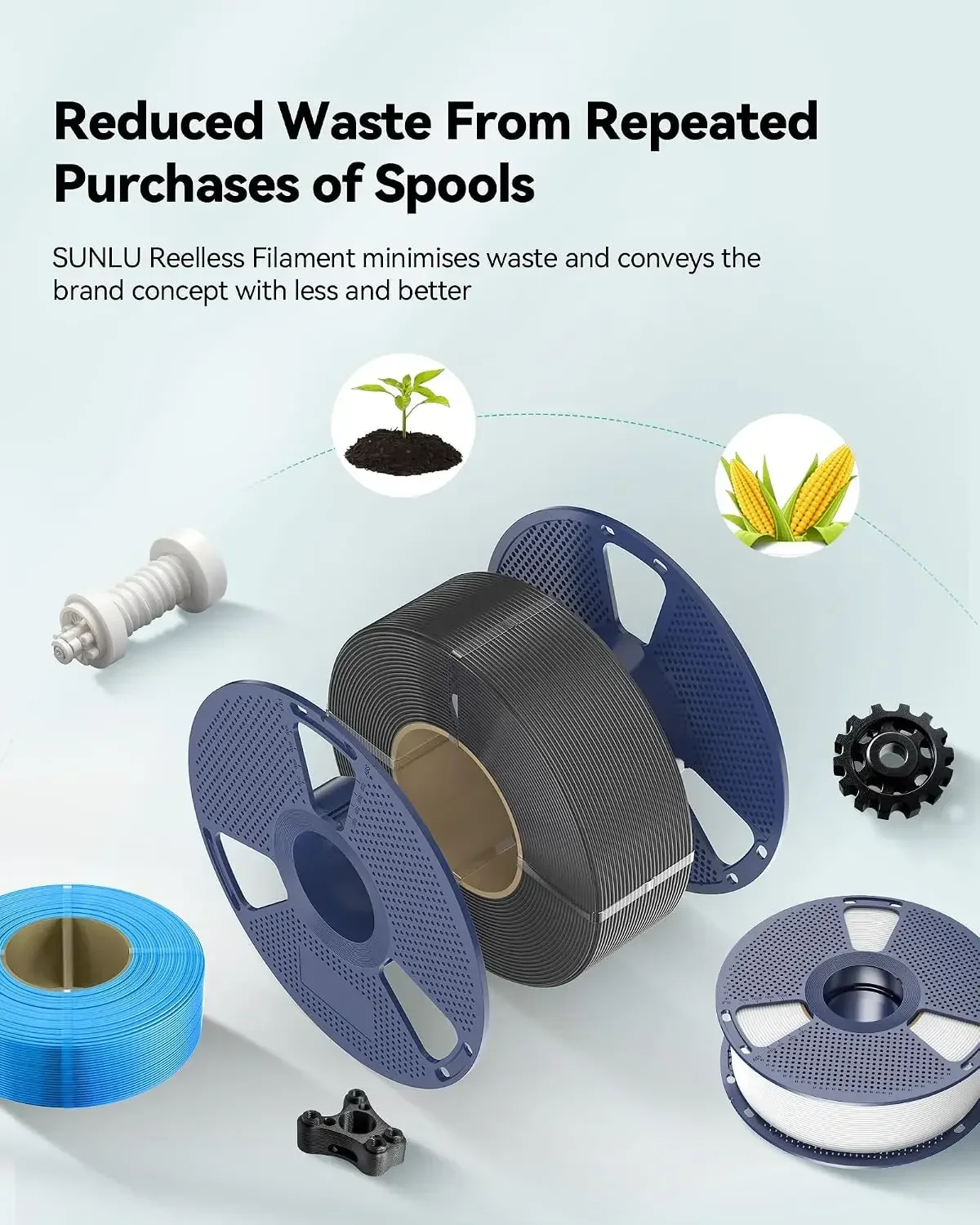 SUNLU – filament PETG do drukarek 3D, 1,75 mm, 10 kg, wysoka wytrzymałość, trwały, kompatybilny z drukarkami Bambu Lab, możliwość ponownego użycia, szpula 1 kg. — zdjęcie produktu 2