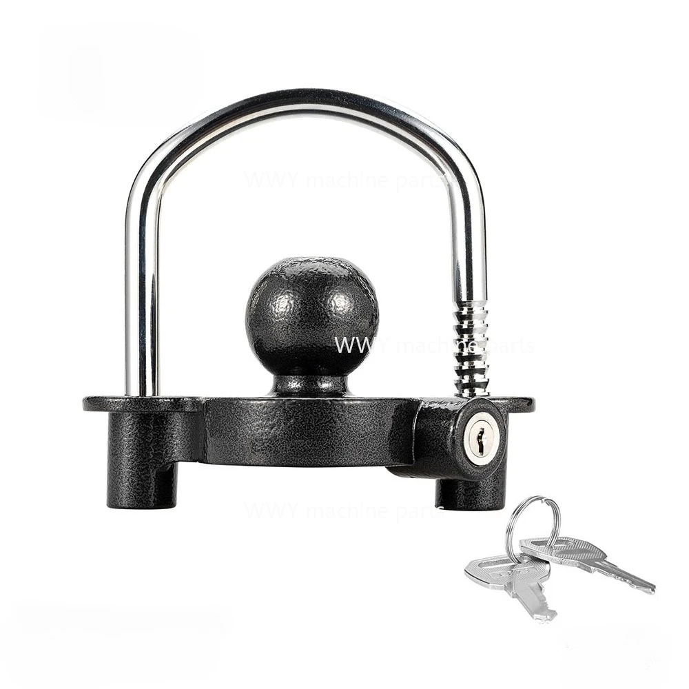 Cross-border Black U-shaped Ball Cover Flower Basket Lock Aluminum Alloy Trailer Hook Anti-theft Lock 50mm Trailer RV Connector