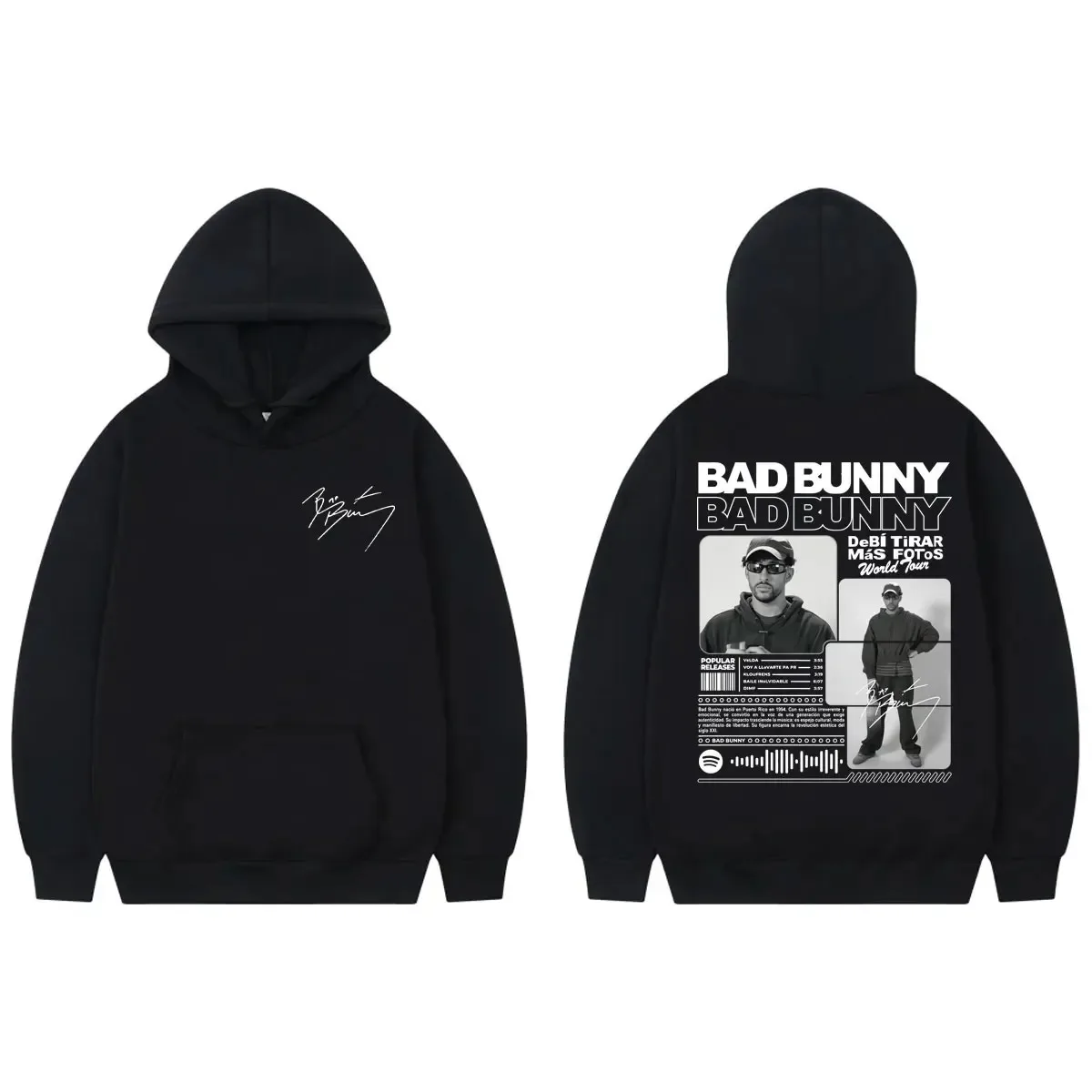 

Худи Bad Bunny 2026 World Tour с графическим принтом – унисекс, уличный стиль, хип-хоп, модный повседневный оверсайз свитшот для женщин и мужчин