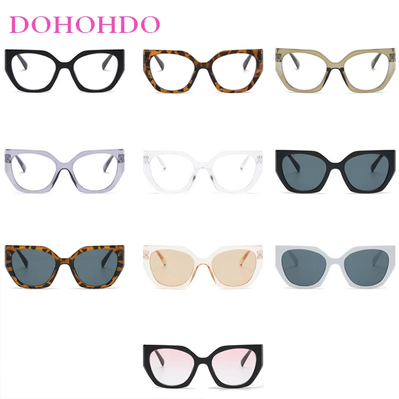 Classic Luxury Big Frame Cat Eye Irregular Glasses Women Men Trendy Brand Designer Computer Anti-Blue Light Ladies Eyeglasses
