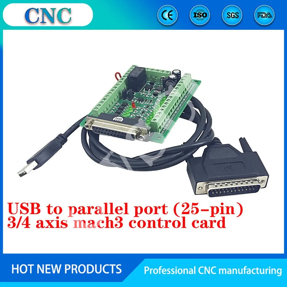 USB to parallel port (25-pin) mach3 3/4 axis control card DIY engraving machine controller