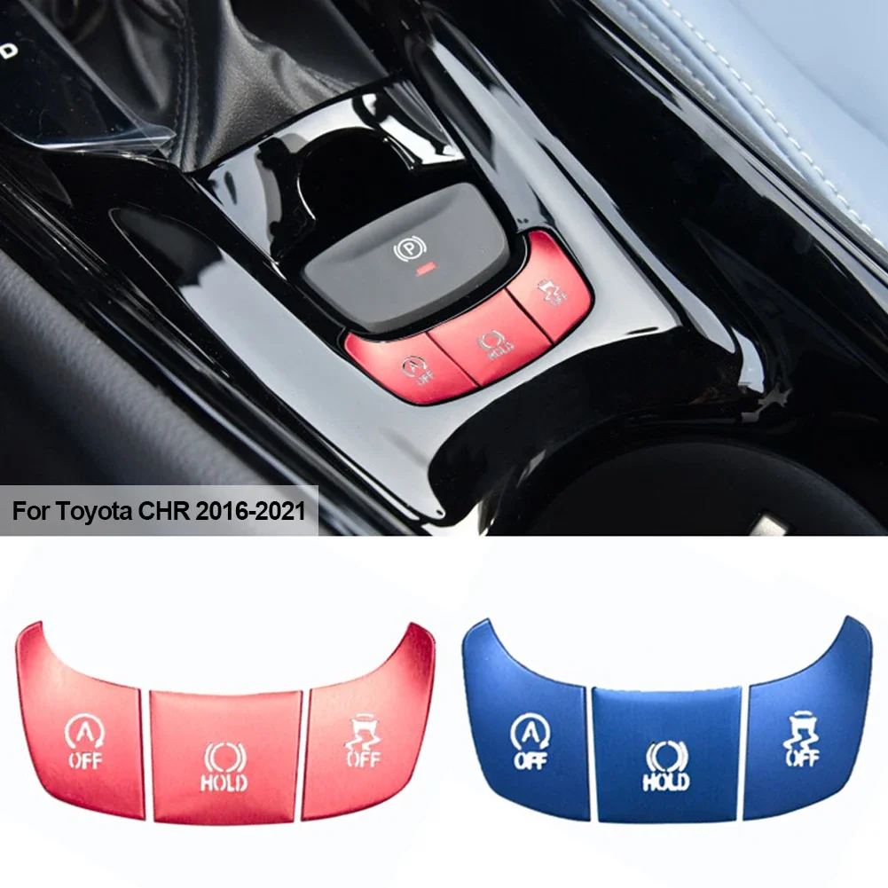 3pcs For Toyota CHR 2016 2017 2018 2020 2021 Car Gear Shift Panel AC Button OFF HOLDER Cover Switch Frame Trim Aluminum Alloy