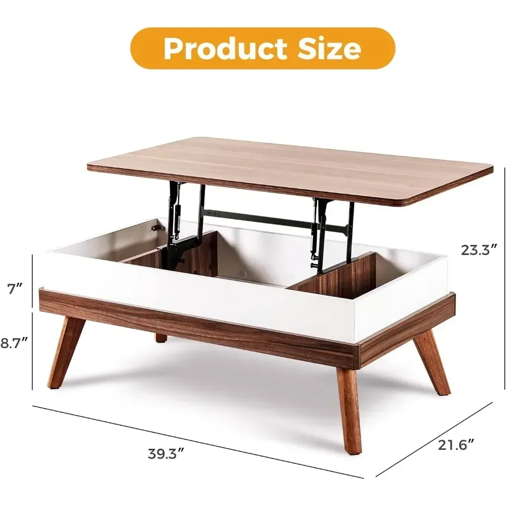 Table Centrale Moderne Facile à Assembler avec Compartiment de Rangement Caché, pour Salle à Manger, Réception, Salon, Maison, Bureau, Café