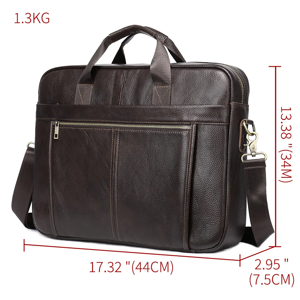 Echte Laptop Lederen 17 Inch Tas Voor Mannen Zwarte Aktetas Business Messenger Bags Heren Grote Reizen