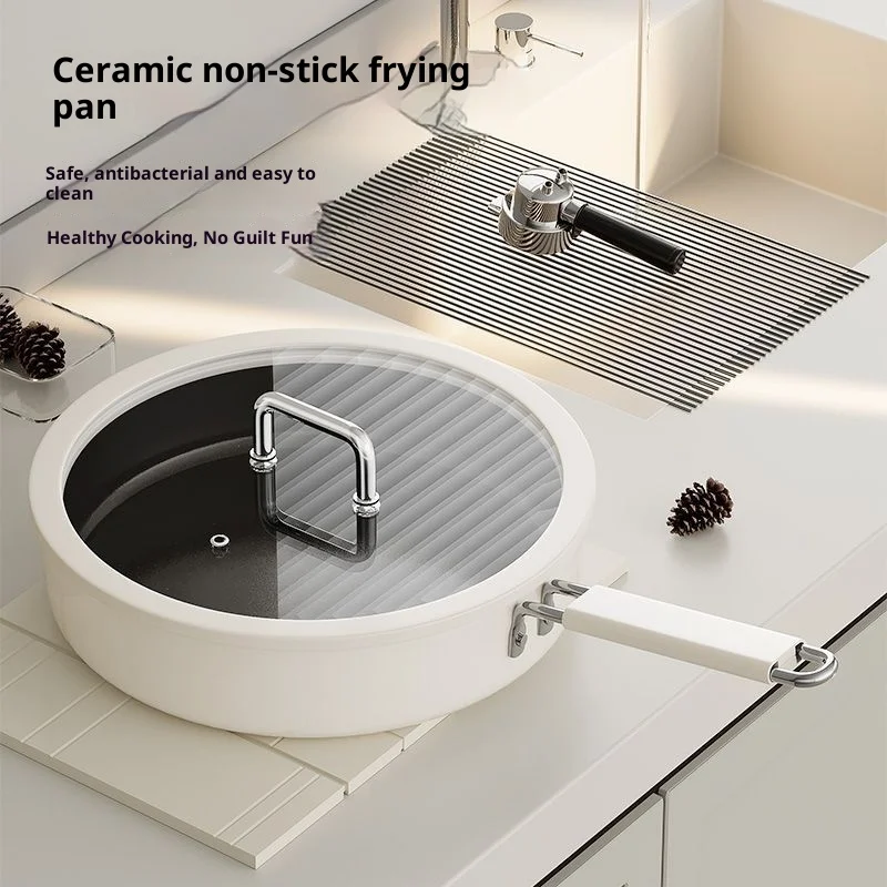 

Новая керамическая сковорода с антипригарным покрытием и плоским дном, плита для домашнего использования, совместимая сковорода для стейка, вок, универсальная кухонная утварь