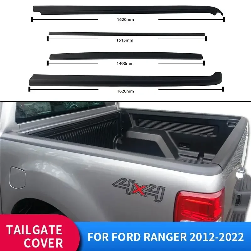 4pcs Tailgate Cover Protector Rear Spoiler Trim for Ford Ranger 2012-2022 Wildtrak Raptor Matte Black Car Accessories