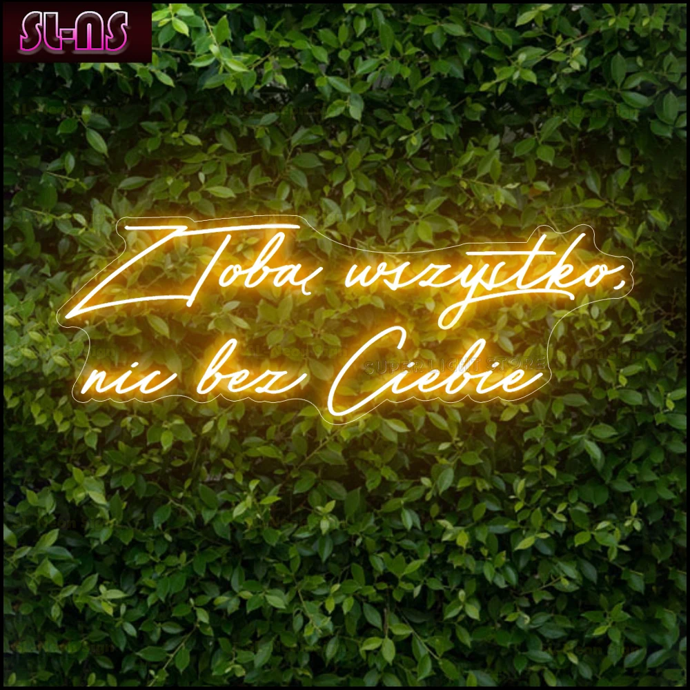 Large Led Neon Sign With You Everything, Nothing Without You Sign Wedding Neon Sign Flower Backdrop Party Neon Light