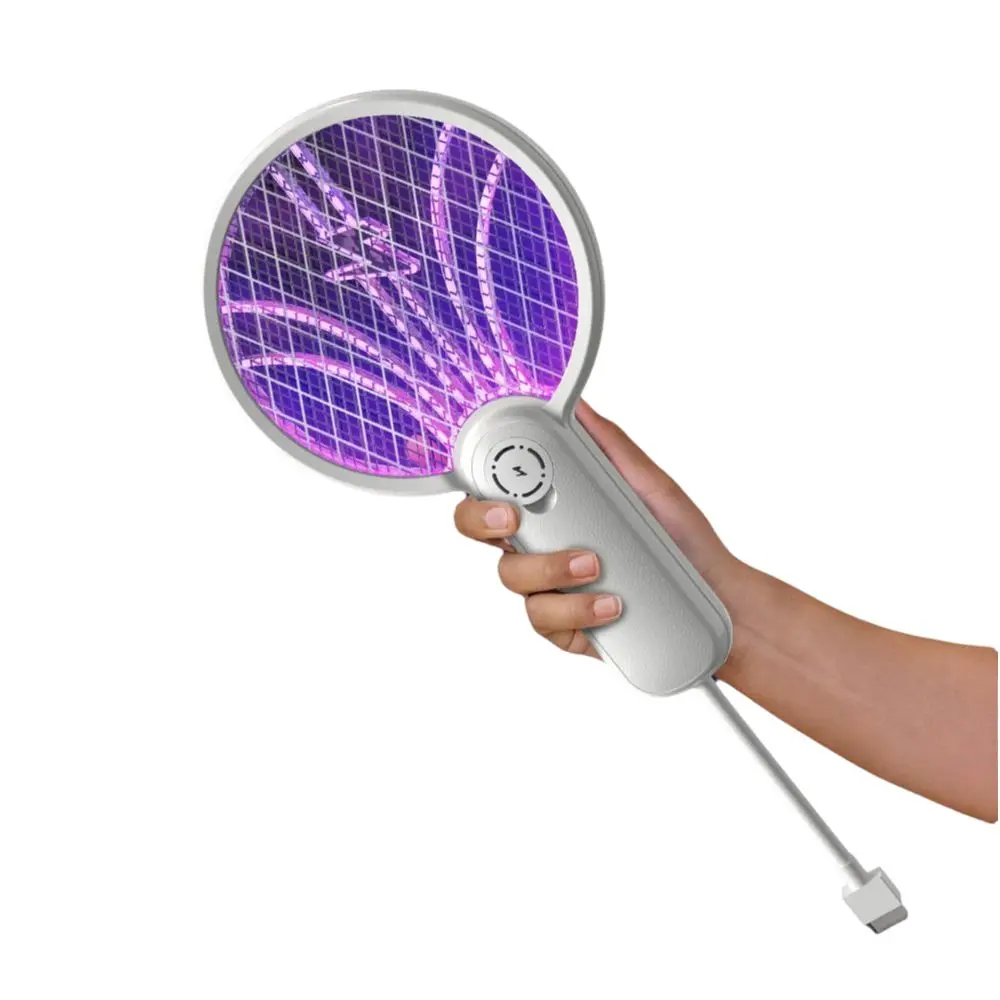 Mini Electric Mosquito Racket Portable Automatic Bug Zapper Three Layer Mesh Surface 2 in 1 Plug-in Mosquito Killer Indoor