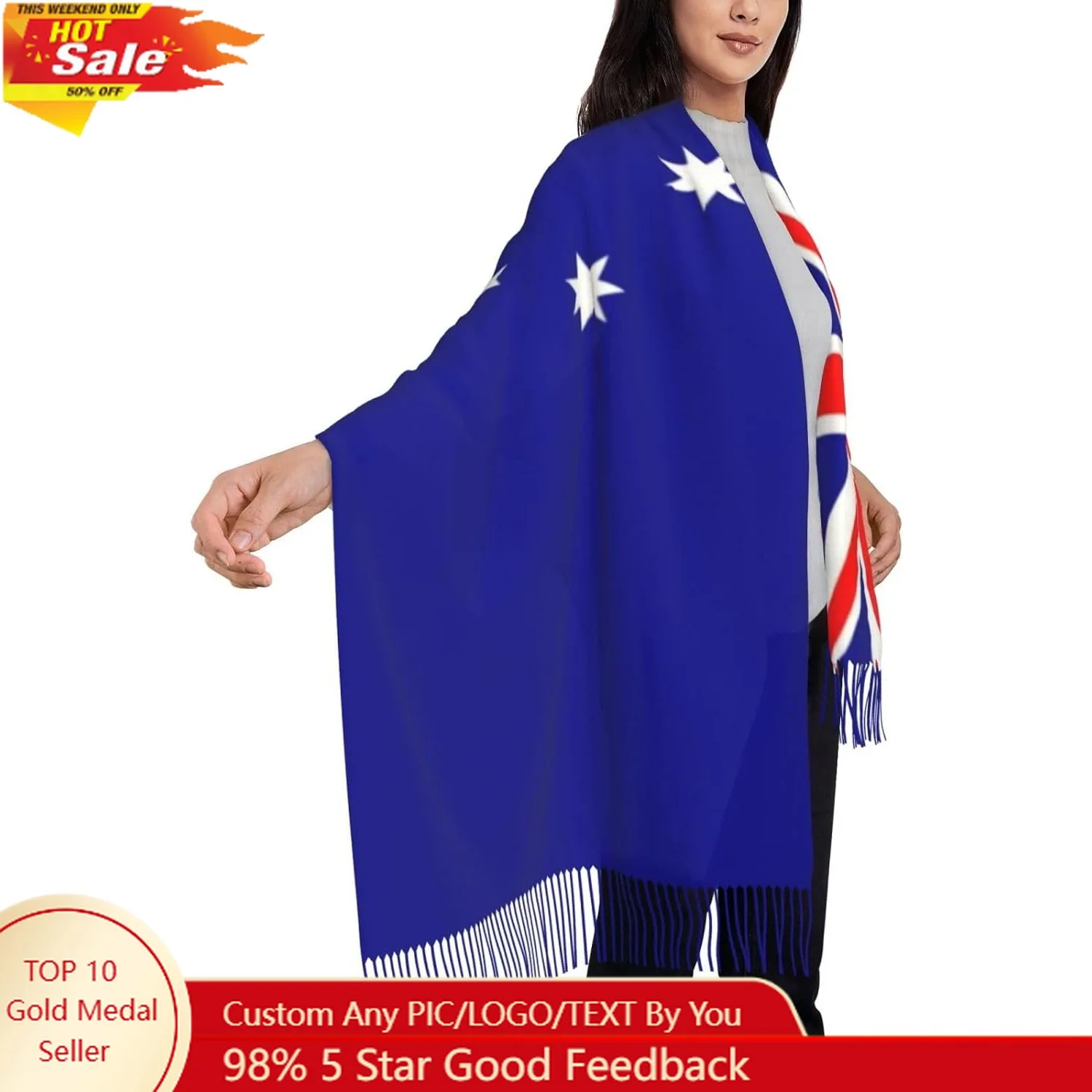 

Flag Scarf Shawls For Women Winter Warm Fashion Scarves Large Patriotic Flag Shawls and Wraps