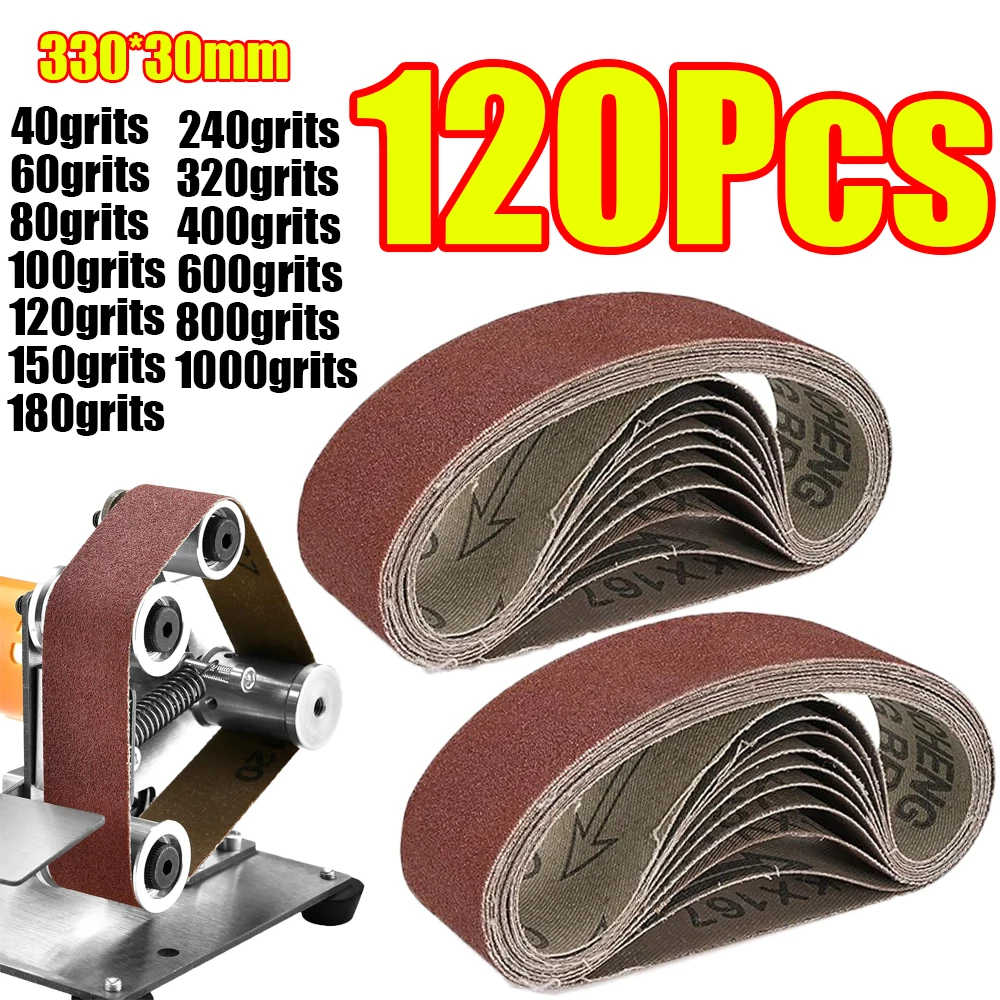 

10-120Pcs Sanding Belts 330x30mm Wood Soft Metal Polishing Sandpaper Abrasive Bands 40-1000 Grits for Sander Power Tools