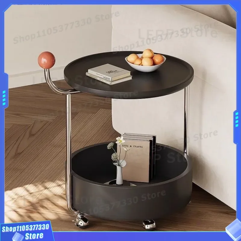 Retro Black Edge Sofa Trolley Simple Wabi Sabi Style Movable Living Room Furniture High Sense Light Luxury Cruise Design Few