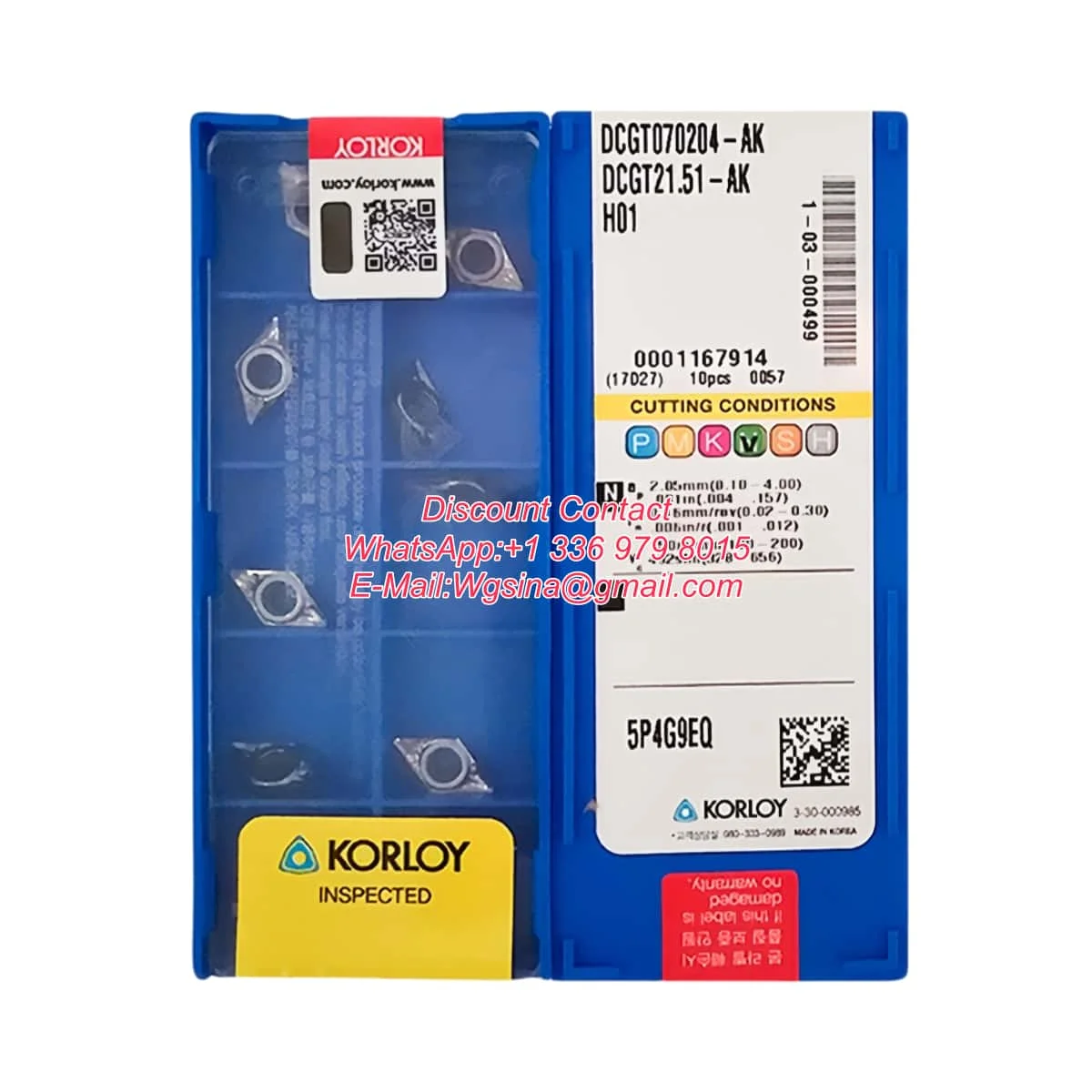 KORLOY Original  DCGT07 DCGT070202 DCGT11 DCGT11T302 DCGT11T304 DCGT070208 -AK H01 Turning Tool DCGT Insert Quality