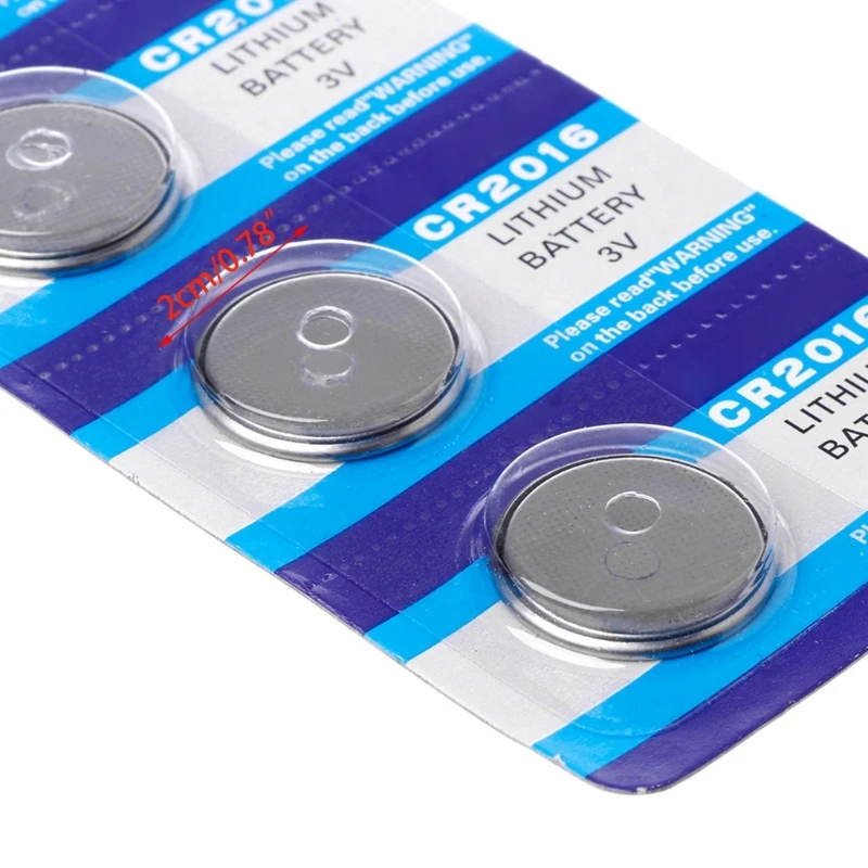 5Pcs/card CR2016 2016 3V Lithium Button Cell Batteries for Car Starter Remotes for Key Garage Door Openers