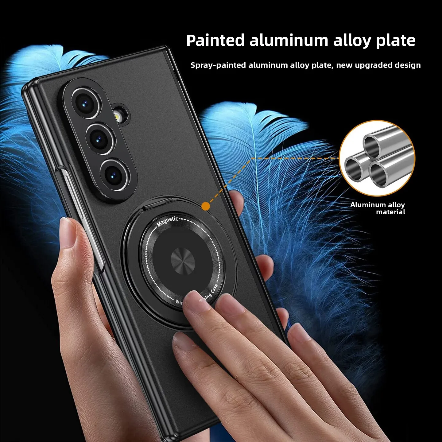 Luxury Armor Case for Samsung Galaxy Z Fold 8 Ultra 360° Rotating Magnetic Kickstand HD Glass Cover Shockproof For Magsafe Funda