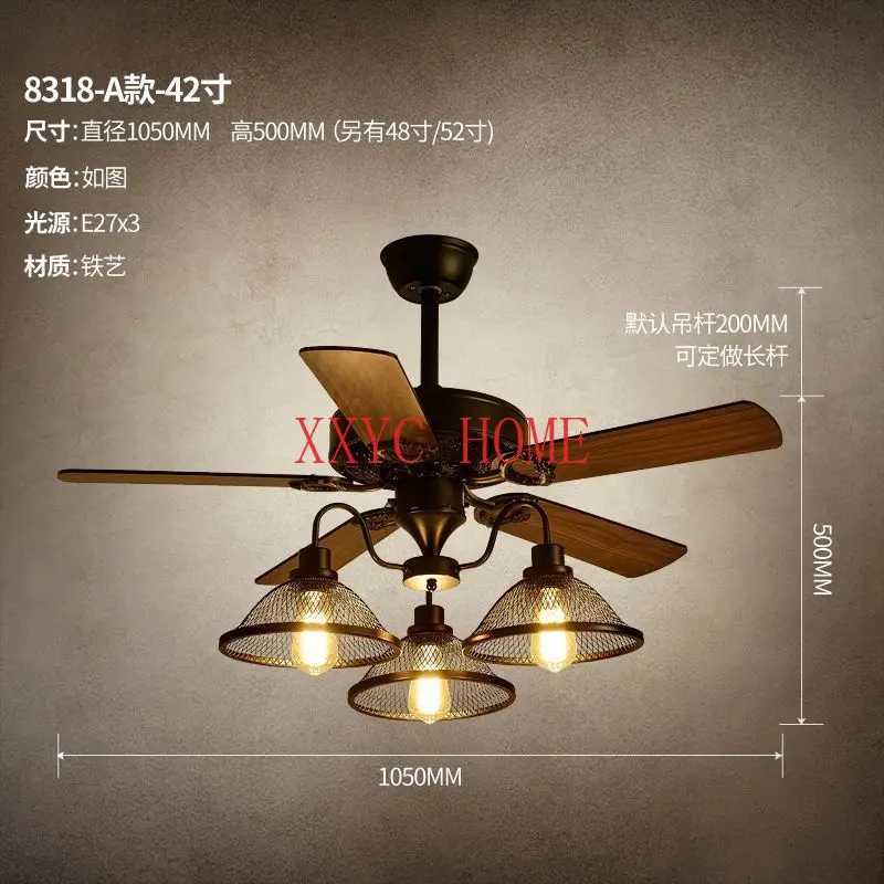 

Ceiling Fan Lights Dining Room/Living Room Fan-Style Ceiling Lamp American Retro Pavilion Balcony Sunshine Room Hanging