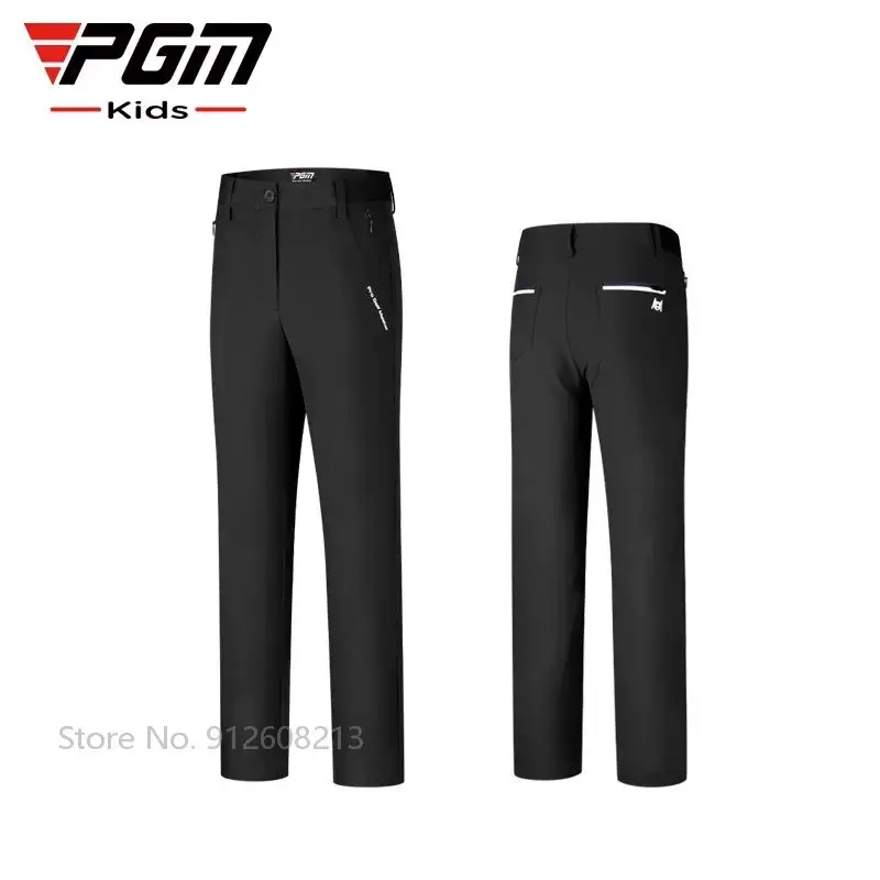 PGM Girls Boys Elastic Band Golf Trousers Kids Warm Golf Pants Autumn Children Windproof Casual Sports Sweatpants Zip Pocket S-XL