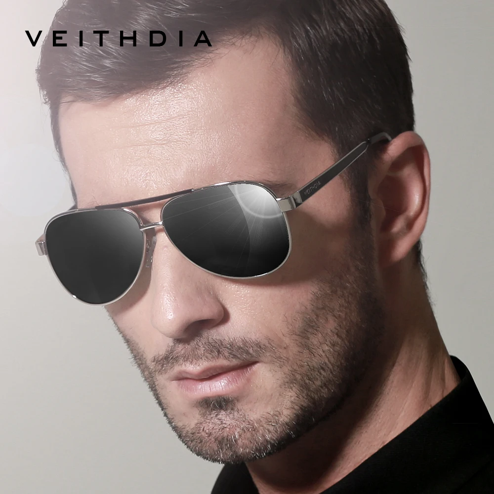 VEITHDIA Sunglasses Pilot Men Brand Designer Polarized UV400 Lens Vintage Fashion Sun Glasses Eyewear Accessories For Male  3152