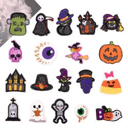 Halloween Horror Patch Iron On Patches For Clothing Thermoadhesive Patches On Clothes Badge Pumpkin Ghost Embroidery Sew Sticker