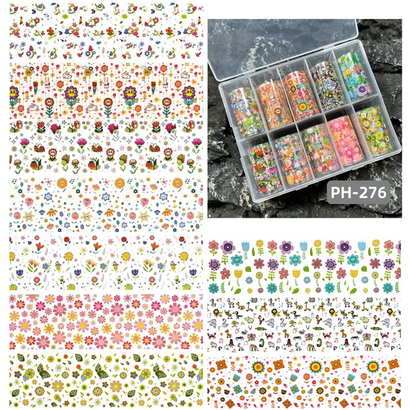 1Box Golden Marbling Stone Nail Foils for Transfer Paper Abstract Stickers Sliders Nails Wraps DIY Flowers Nail Art Decoration