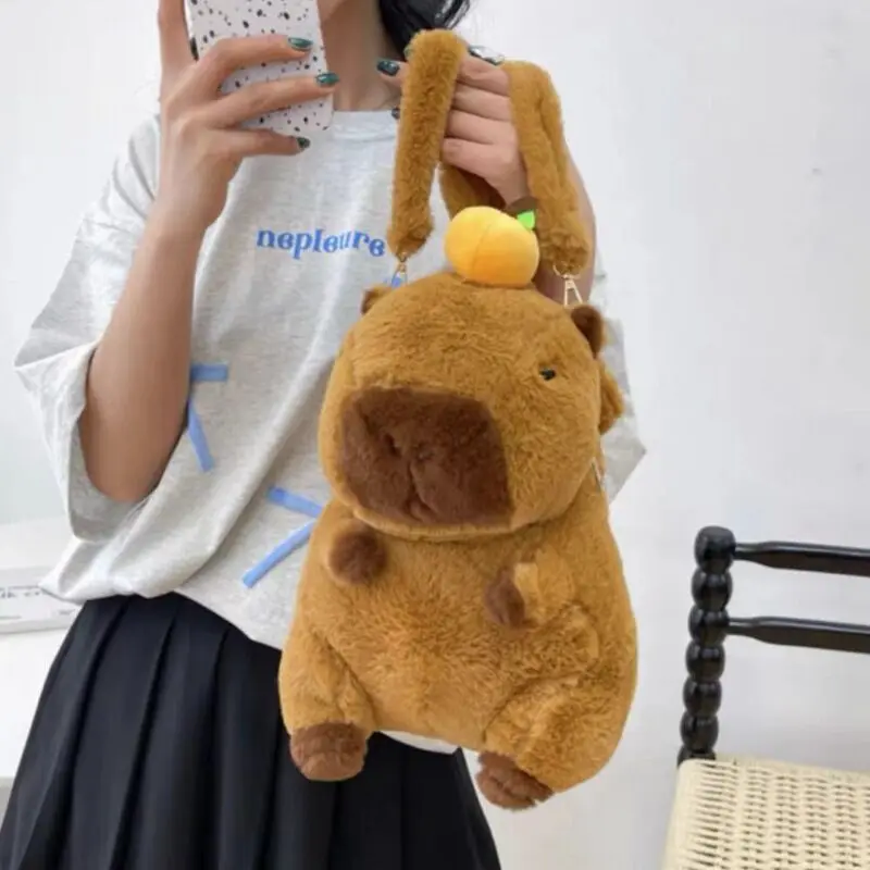 Dolphin Backpack Kapybara Cute Plush Toy Shoulder Bag Dual-purpose Shoulder Bag Ugly Water Guinea Pig Cute Doll Tote Bag