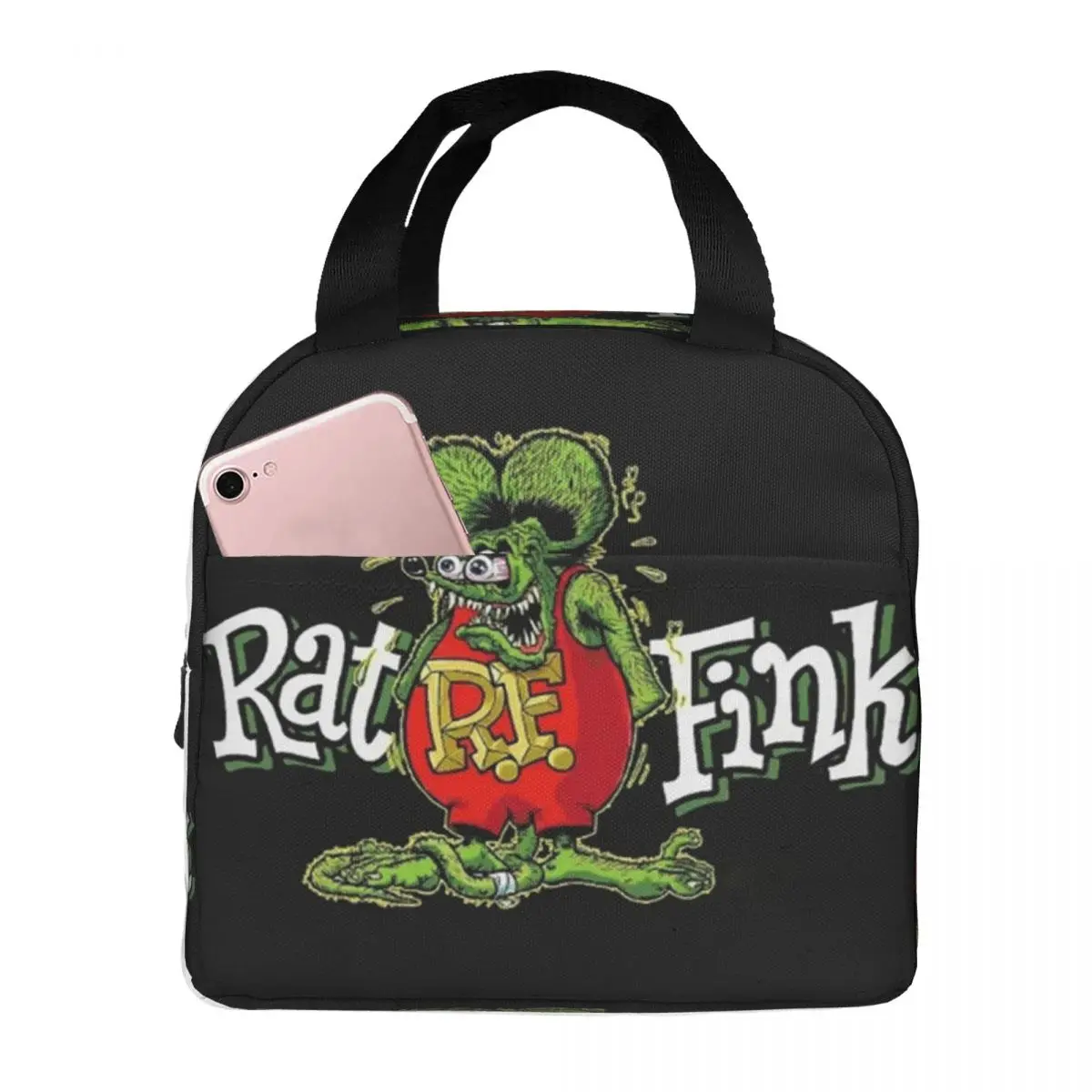 Rat Fink Animation Anime Cartoon Thermal Insulated Lunch Bag Women Resuable Lunch Tote Outdoor Camping Travel Storage Food Box