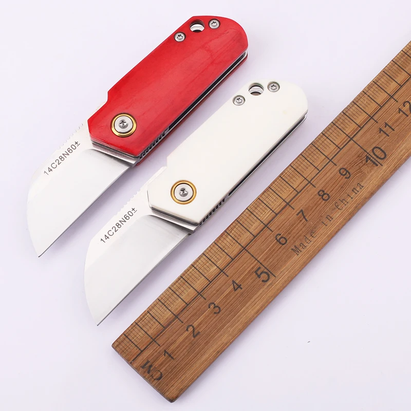 

2024 High Quality 14C28N Steel Bull Bone Handle Mini Portable Pocket Fruit Survival EDC Knife