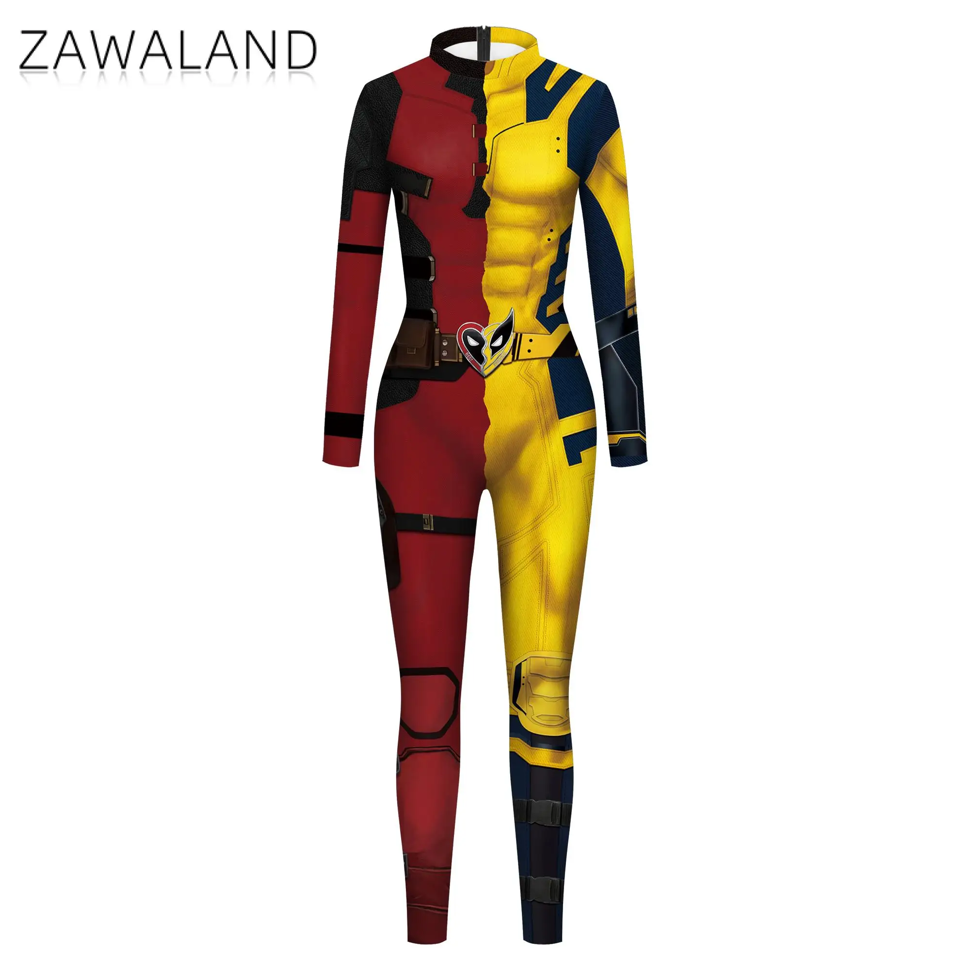 

Zawaland Halloween Superhero Cosplay Costume Jumpsuit Women Men Game 3D Print Zentai Bodysuit Carnival Party Fancy Adult Catsuit