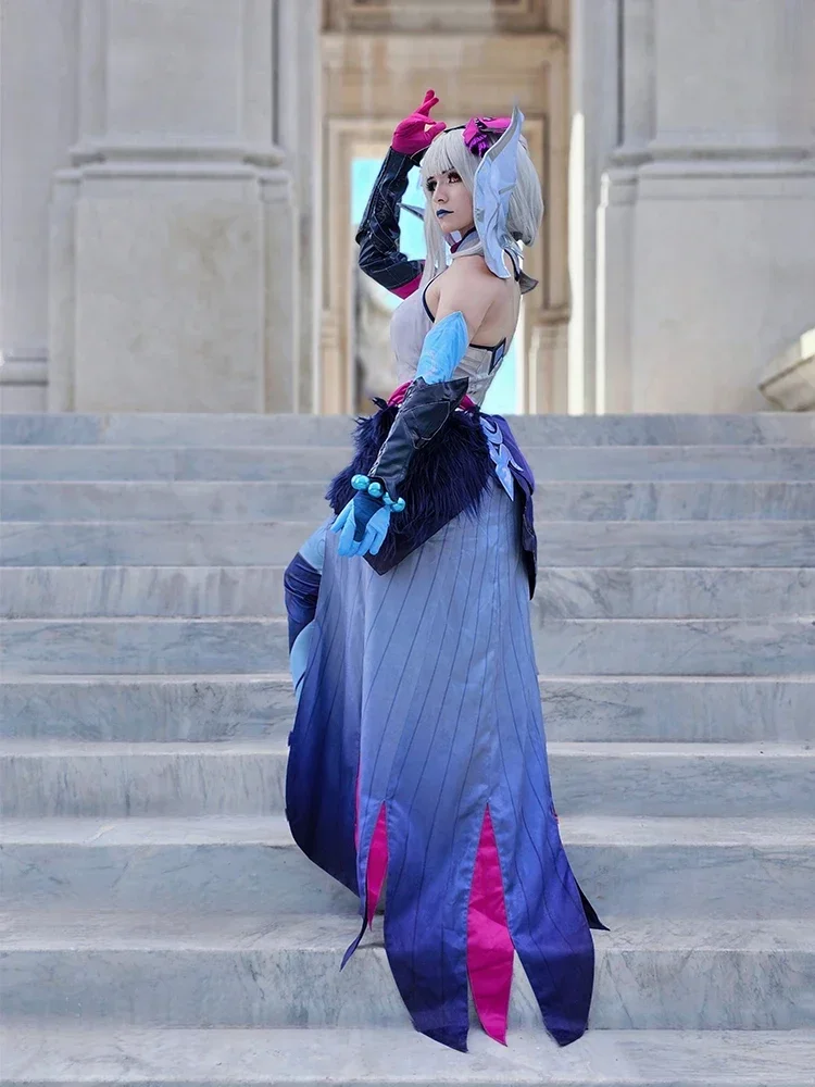 LOL Snow Moon Morgana Cosplay disfraz juego LOL the Fallen Morgana traje Halloween mujer vestido conjunto completo