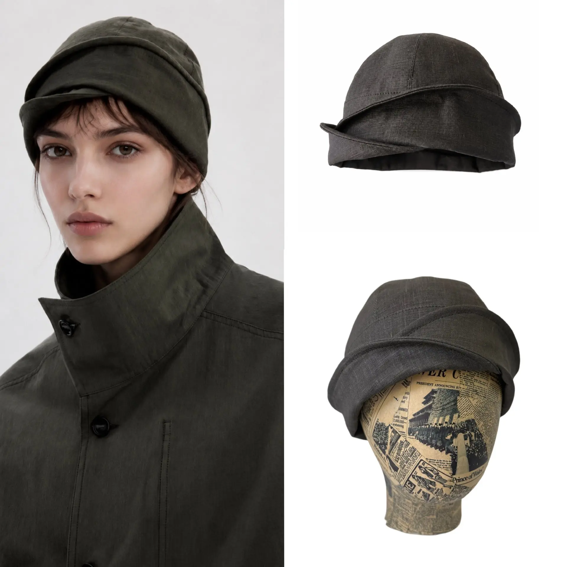 unisex-turn-up-brim-navy-bucket-hat-breathable-face-slim-sailor-cap-comfort-non-stuffy-flip-edge-nautical-daily-hat