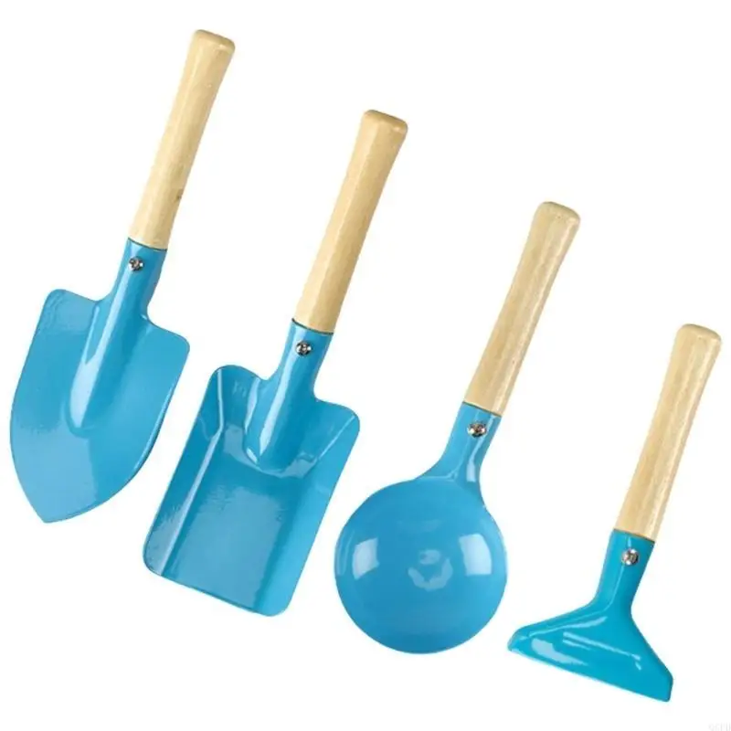4pieces Kids Phel Set pour les aventures plage jardin Adventures ergonomiques Handle bois Playage pelle pour en