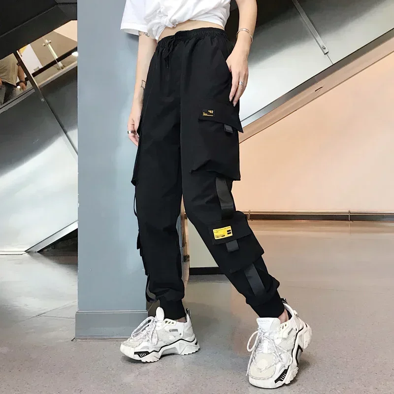 

Hot Big Pockets Cargo Pants Women High Waist Loose Streetwear Pants Baggy Tactical Trouser Hip Hop High Quality Joggers Pants