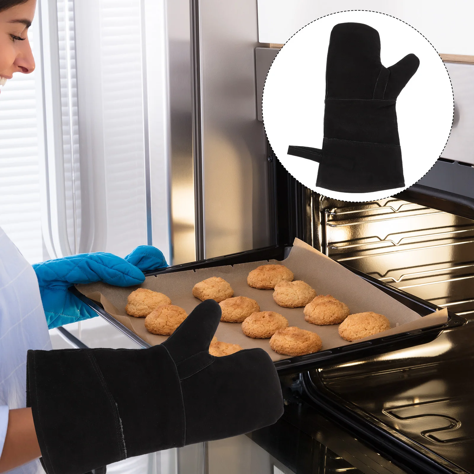 قفازات شواء مقاومة للحريق قفازات شواء الخبز فرن مكافحة السمط مقبض عموم حماية موقد الطبخ السلامة يمكن ارتداؤها