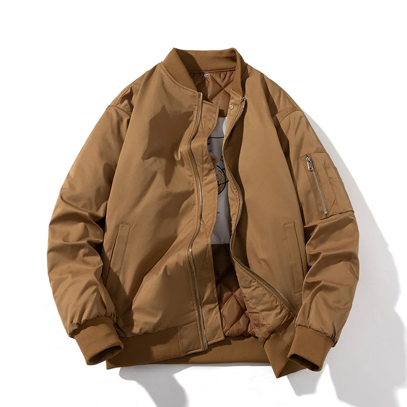 American Solid Color Design Baseball Uniform Men'S And Women'S Trendy Brand Loose And High-End Bf Workwear Jacket Flight Suit Di