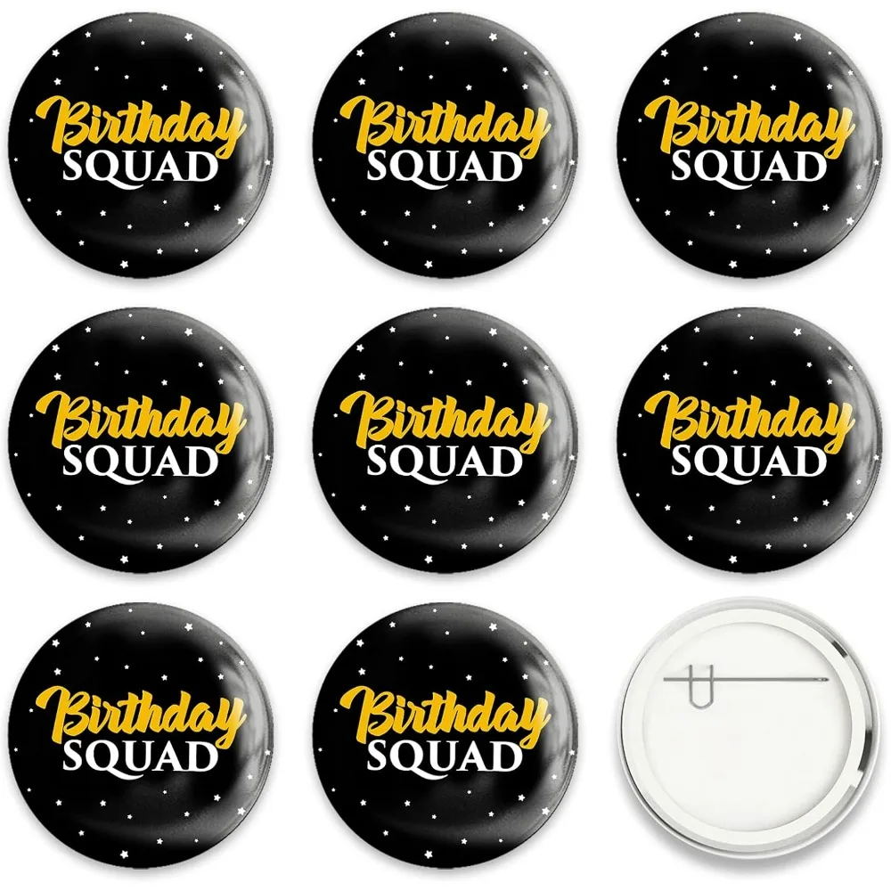 9 Pcs Happy Birthday Button Pins Happy Birthday to You Buttons Black Pattern for Adults or people Men or Women Brooches or