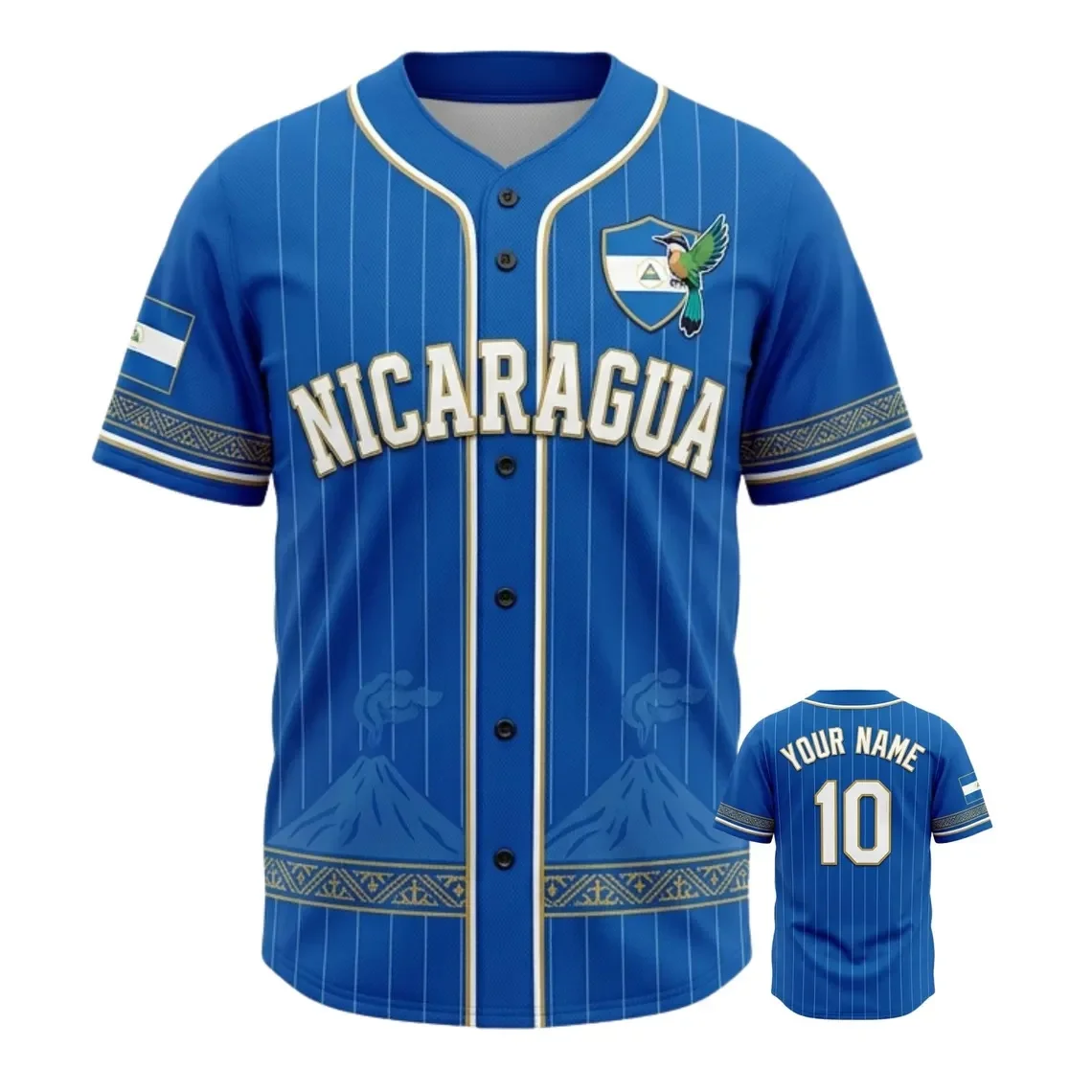 Nicaragua Baseball Button Up Jersey, Custom Name & Number Back，Men For Women Fans Gift