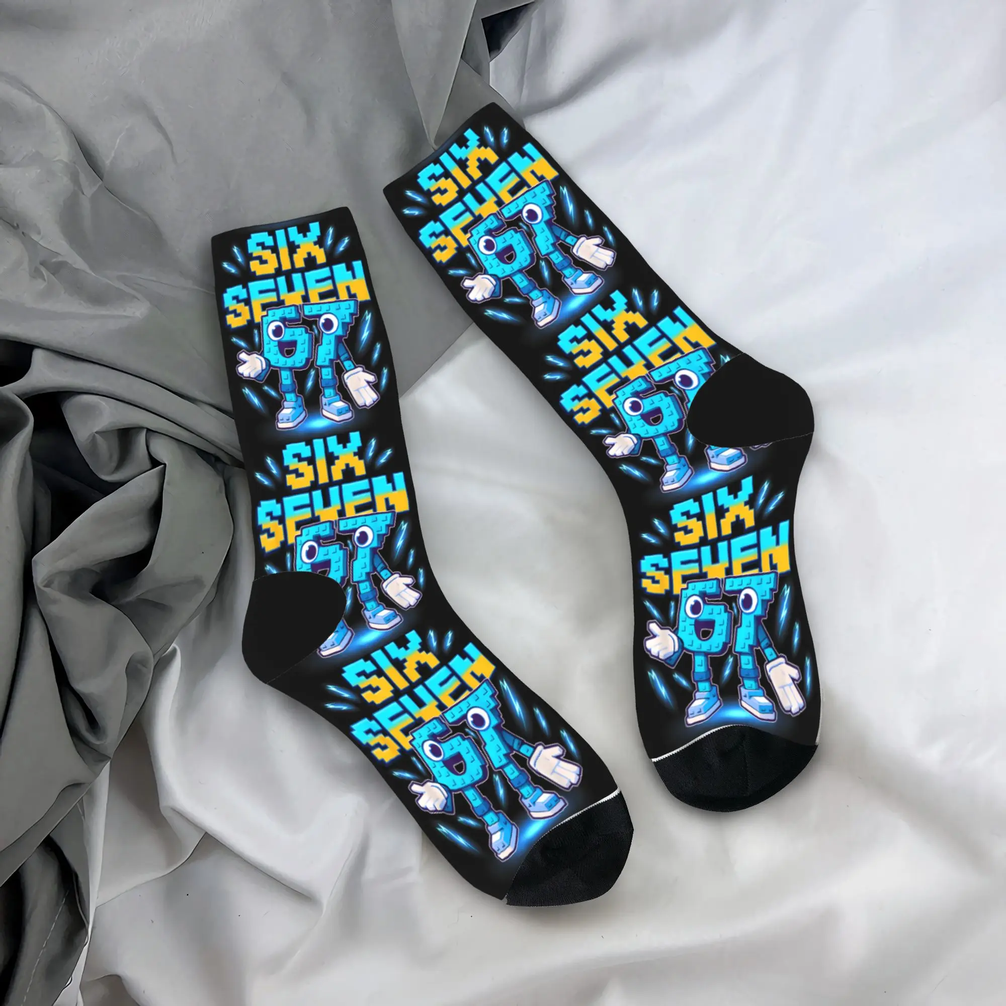 

Итальянские забавные игровые носки Meme Six Seven Brainrot 67, кавайные чулки, мужские дышащие уличные носки, осенние противоскользящие носки