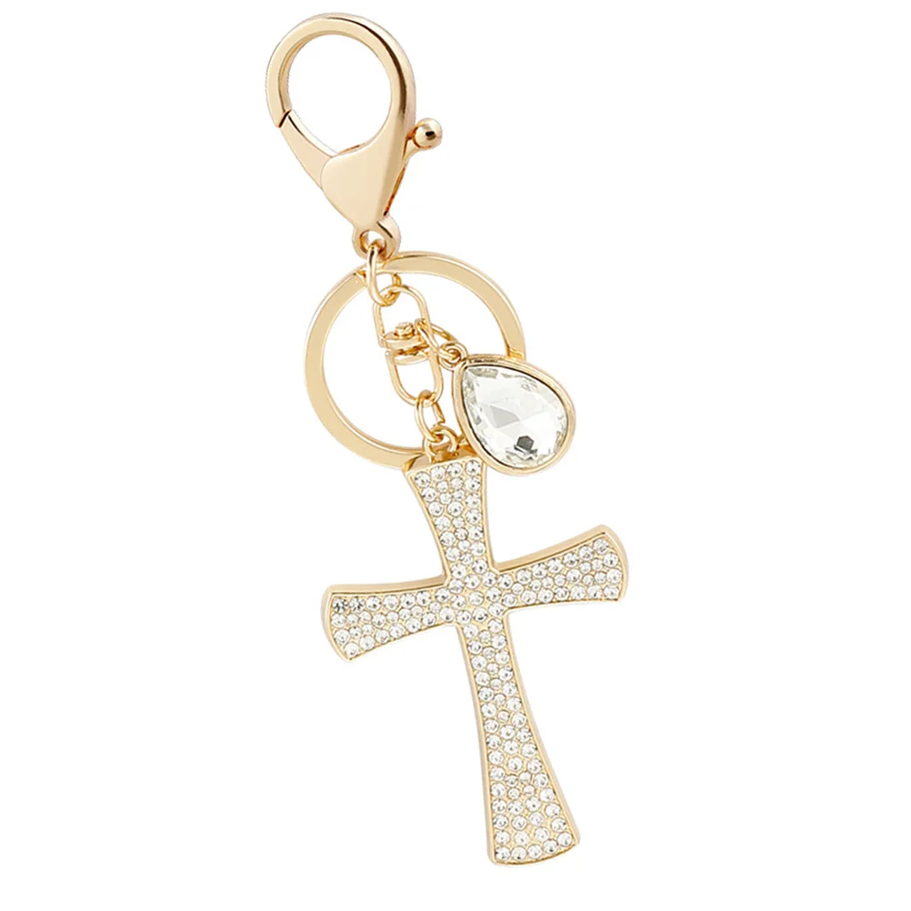 Cross Keychain Shaped Keyholder Decor Bag Hanging Ring Diamond DIY Pendant Keychains