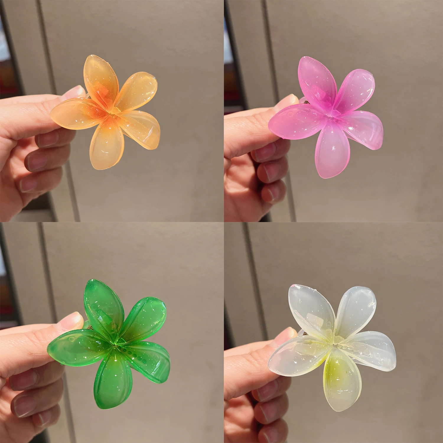 Acrylic Flower Cute Hairclip Hairpins Summer Women Girl Sweet Duckbill Hair Clip Egg Flower Barrettes Hawaiian Vacation Headwear