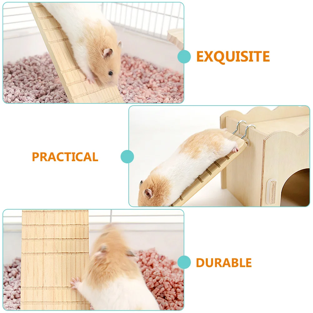 

2pcs Solid Wood Hanging Ladder For Hamsters Natural Decorative Pet Cage Climbing Durable Small Pets Exercise Ladder