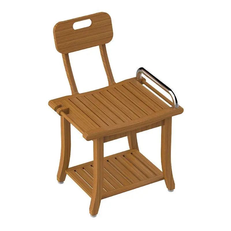 

Backrest bathroom stool non-slip shower room bath wooden stool toilet shower stool
