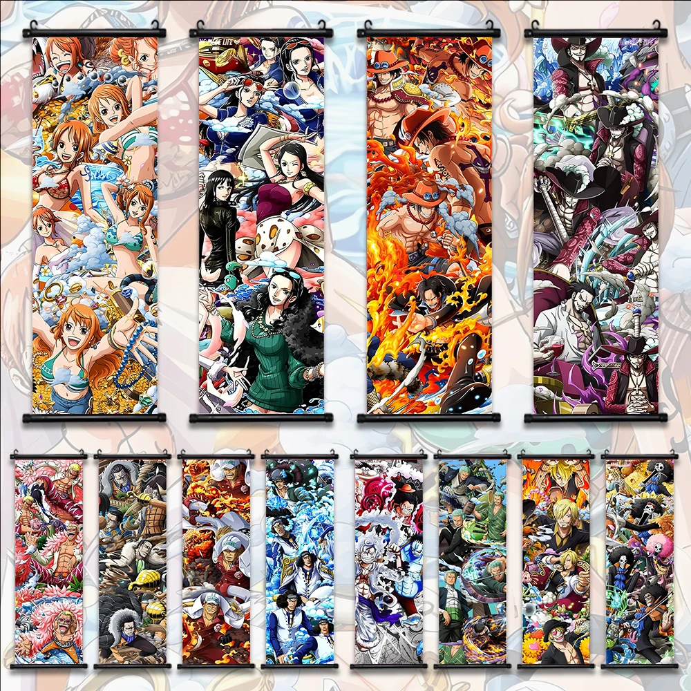 

ONE PIECE Anime Poster Hanging Scroll Comic Wallpaper Art Wall Artwork Canvas Decor Home Decoration Living Bedroom Painting Gift