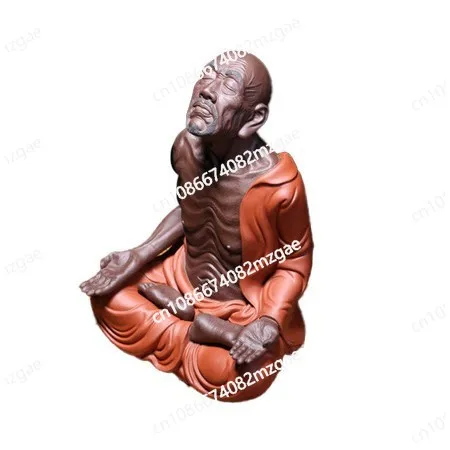 

Purple sand tea pet meditation Arhat ornament raw ore purple mud handmade Arhat Zen sculpture tea set