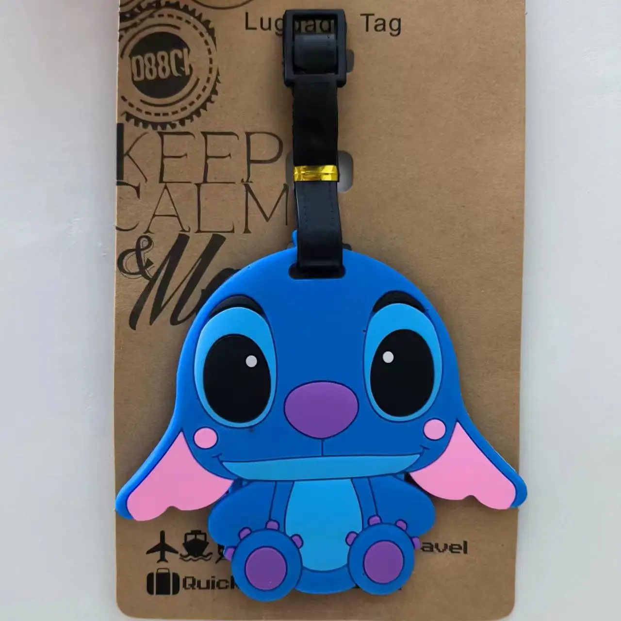 Etiqueta de equipaje de PVC para hombre y mujer, accesorio de viaje, etiqueta portátil de dibujos animados, Lilo Stitch, Maleta